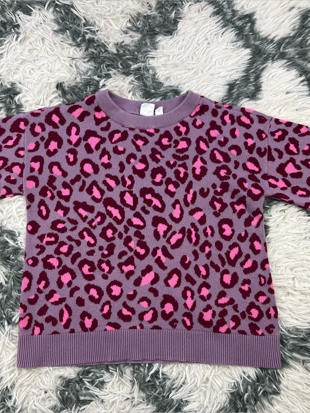 Gap Kids Girl Purple Pink Relaxed Intarsia Sweatshirt Size XXL 14-16